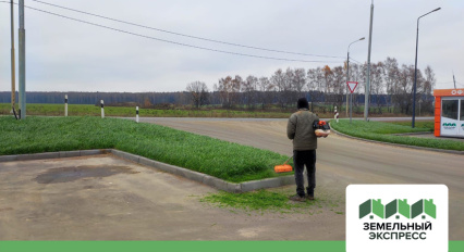 Проведены работы по покосу газона в поселке "Фаворит"